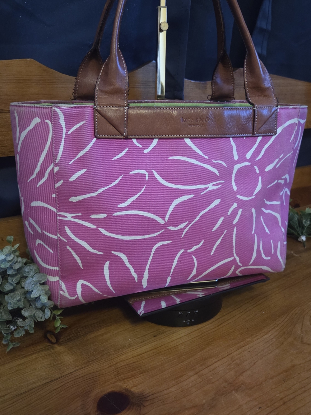 Kate Spade Pink Floral Statement Tote | Leather Handles Preppy Chic Classic - Picture 15 of 16